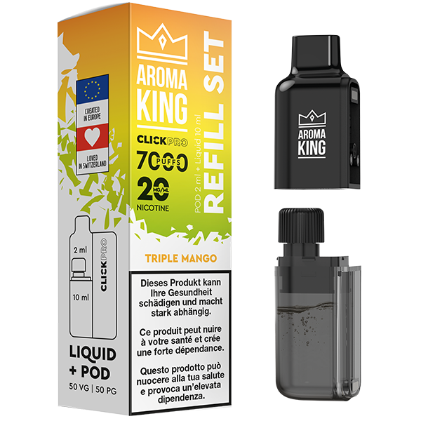 Aroma King Click Pro 7000 Tripple Mango (Pod + Liquid)